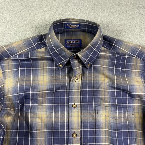 Sir Pendleton Shirt Mens Medium Purple Long Plaid Button Down Wool Casual - Picture 2 of 9